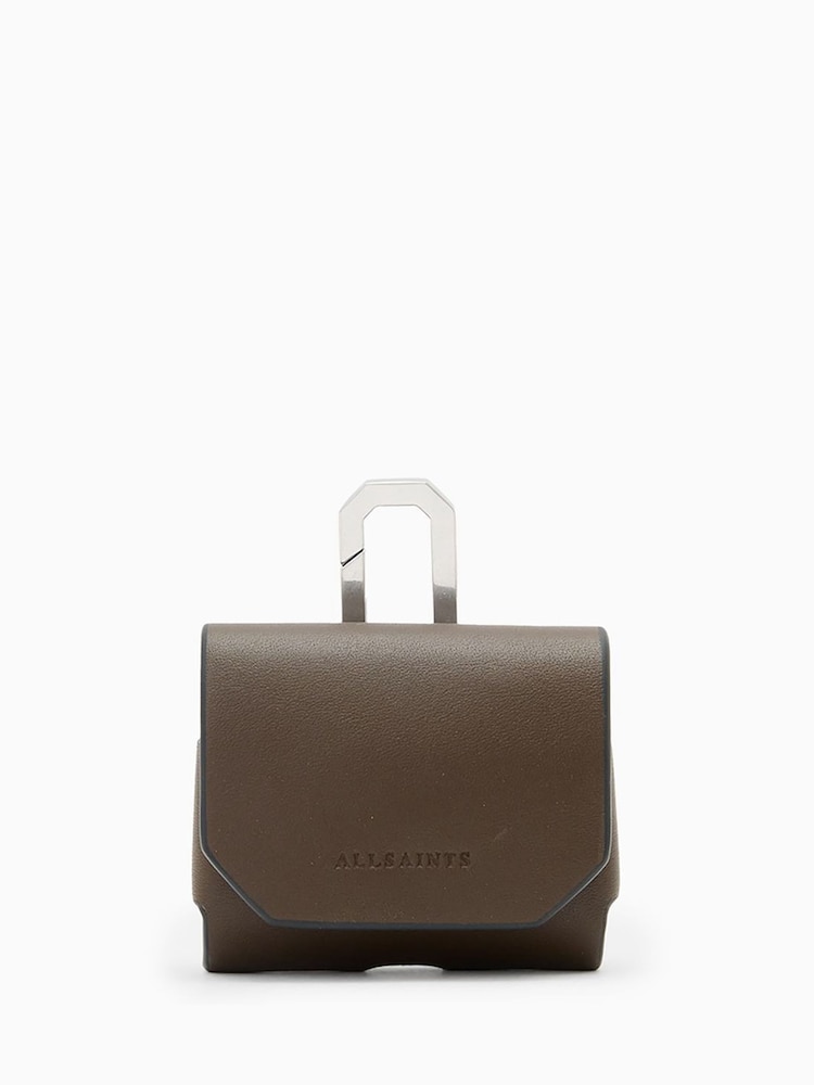 AllSaints Brown Airpod Hex Case Bag - Image 1 of 4
