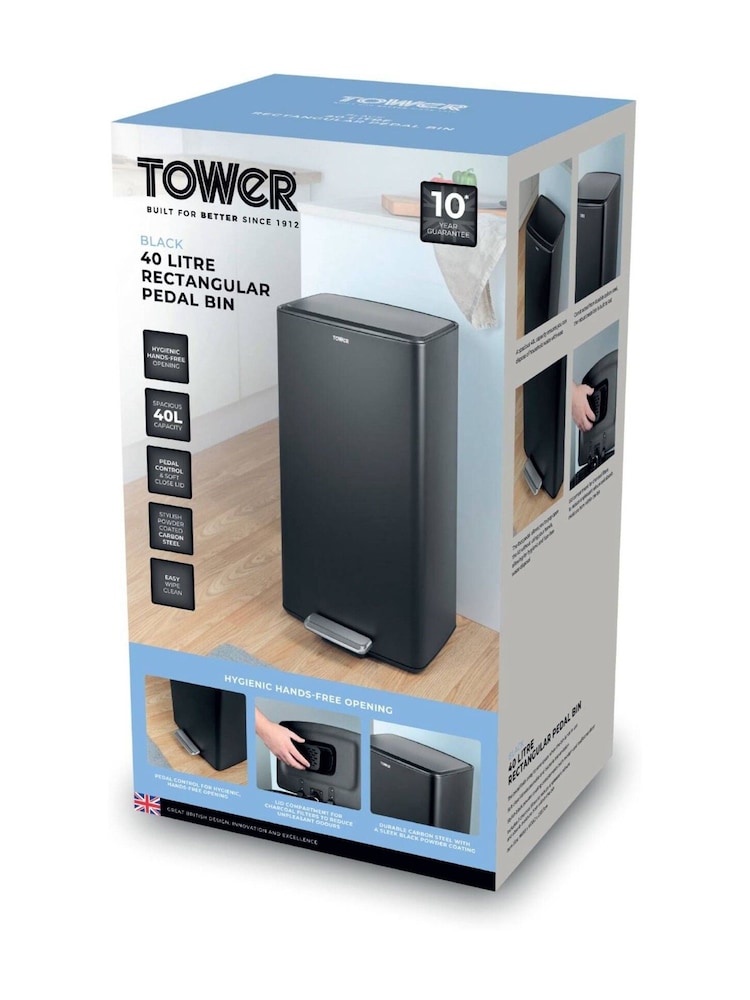 Tower Black Rectangular Pedal Bin - Image 8 of 8