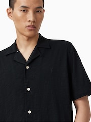 AllSaints Black Robson Short Sleeve Shirt - Image 2 of 7