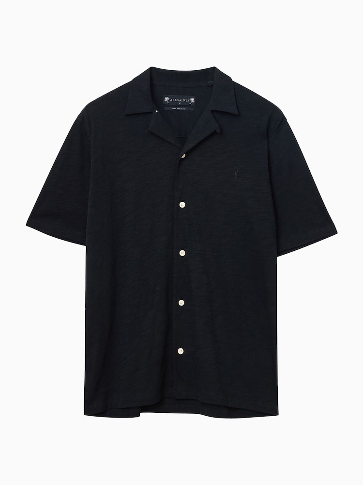 AllSaints Black Robson Short Sleeve Shirt - Image 7 of 7