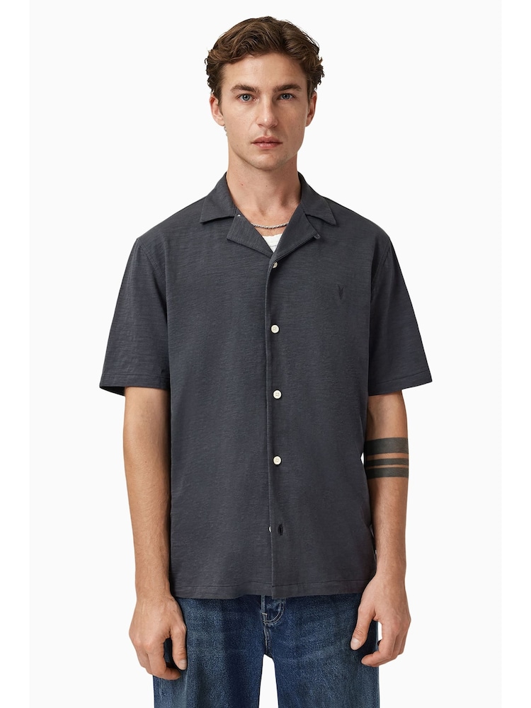 AllSaints Blue Robson Short Sleeve Shirt - Image 1 of 7