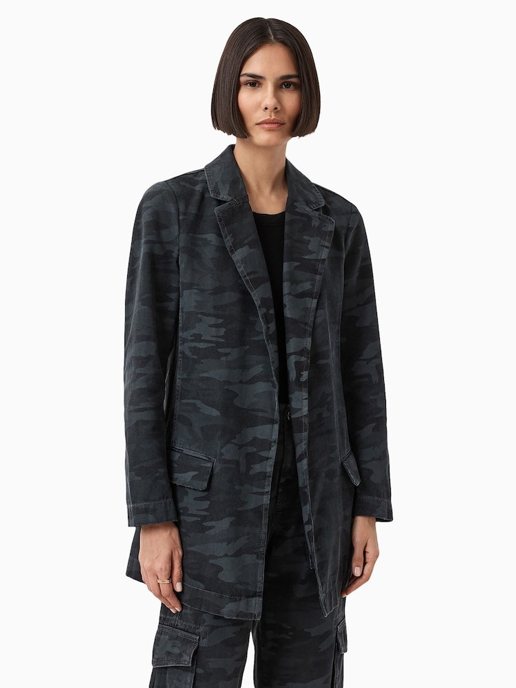 AllSaints Blue Aleida Denim Blazer - Image 1 of 8