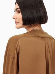 AllSaints Brown Bern Panel V-Neck Jumper - Image 2 of 8