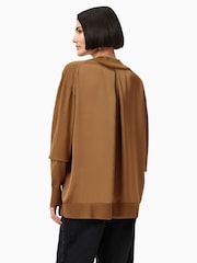 AllSaints Brown Bern Panel V-Neck Jumper - Image 7 of 8