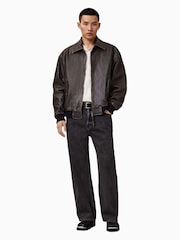 AllSaints Black Oversized Marco Bomber Jacket - Image 2 of 10