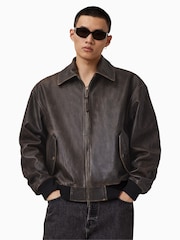 AllSaints Black Oversized Marco Bomber Jacket - Image 3 of 10
