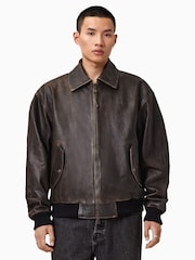 AllSaints Black Oversized Marco Bomber Jacket - Image 4 of 10