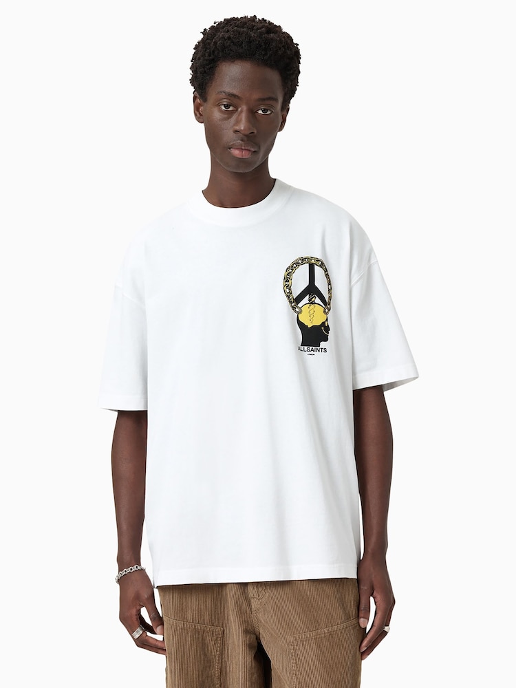 AllSaints White Screwed Short Sleeve Crew T-Shirt - Image 1 of 7