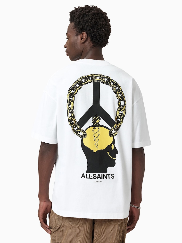 AllSaints White Screwed Short Sleeve Crew T-Shirt - Image 2 of 7