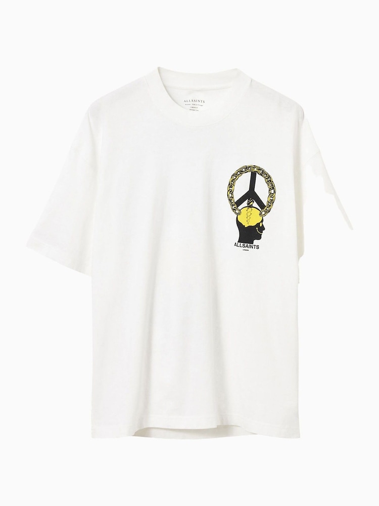 AllSaints White Screwed Short Sleeve Crew T-Shirt - Image 7 of 7