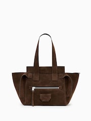 AllSaints Brown Perez Suede Shoulder Bag - Image 1 of 6