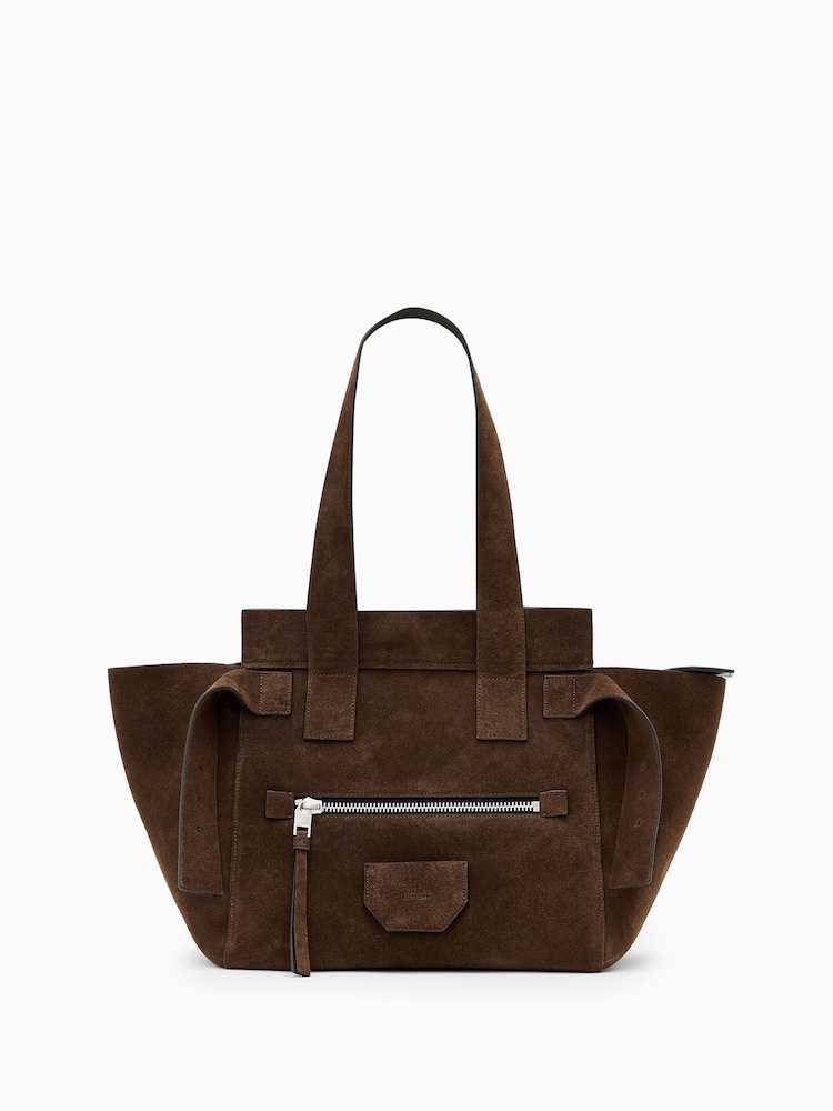 AllSaints Brown Perez Suede Shoulder Bag - Image 1 of 6