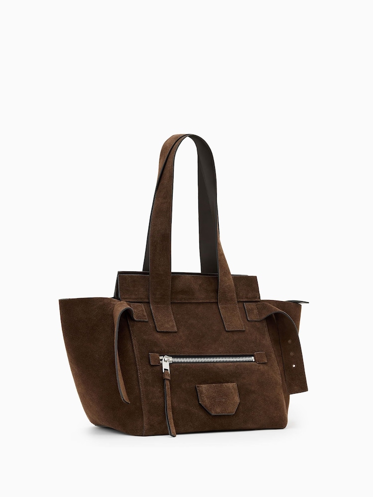 AllSaints Brown Perez Suede Shoulder Bag - Image 2 of 6