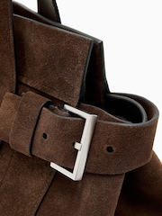AllSaints Brown Perez Suede Shoulder Bag - Image 6 of 6