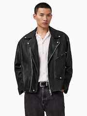 AllSaints Black Bradford Biker Jacket - Image 1 of 7
