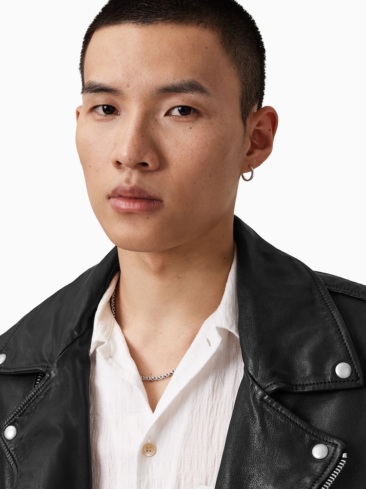 AllSaints Black Bradford Biker Jacket - Image 2 of 7
