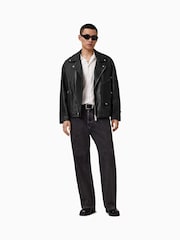 AllSaints Black Bradford Biker Jacket - Image 3 of 7