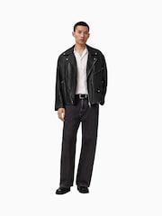 AllSaints Black Bradford Biker Jacket - Image 4 of 7