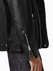 AllSaints Black Bradford Biker Jacket - Image 5 of 7