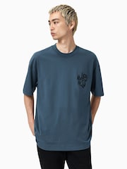 AllSaints Blue Orlando Short Sleeve Crew T-Shirt - Image 1 of 8