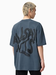 AllSaints Blue Orlando Short Sleeve Crew T-Shirt - Image 2 of 8