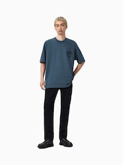 AllSaints Blue Orlando Short Sleeve Crew T-Shirt - Image 4 of 8