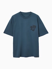 AllSaints Blue Orlando Short Sleeve Crew T-Shirt - Image 7 of 8