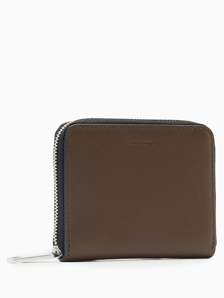 AllSaints Brown Lena Hex Zip Wallet - Image 2 of 5 AllSaints Brown Lena Hex Zip Wallet - Image 2 of 5