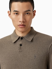 AllSaints Green Statten White Long Sleeve Polo Jumper - Image 5 of 8