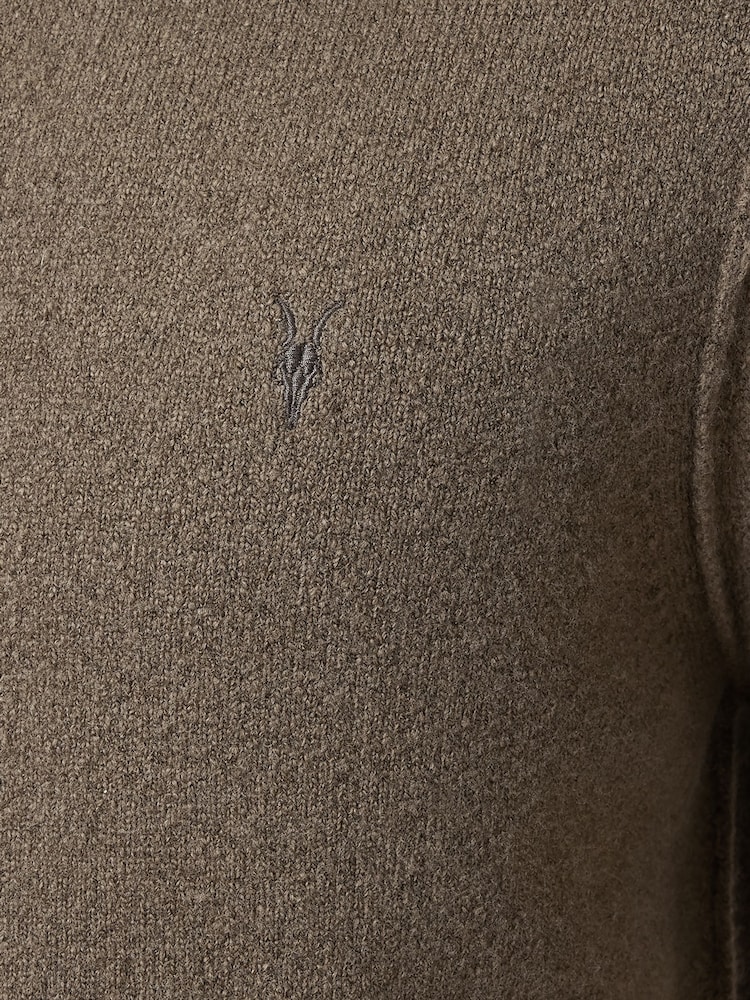 AllSaints Green Statten White Long Sleeve Polo Jumper - Image 8 of 8