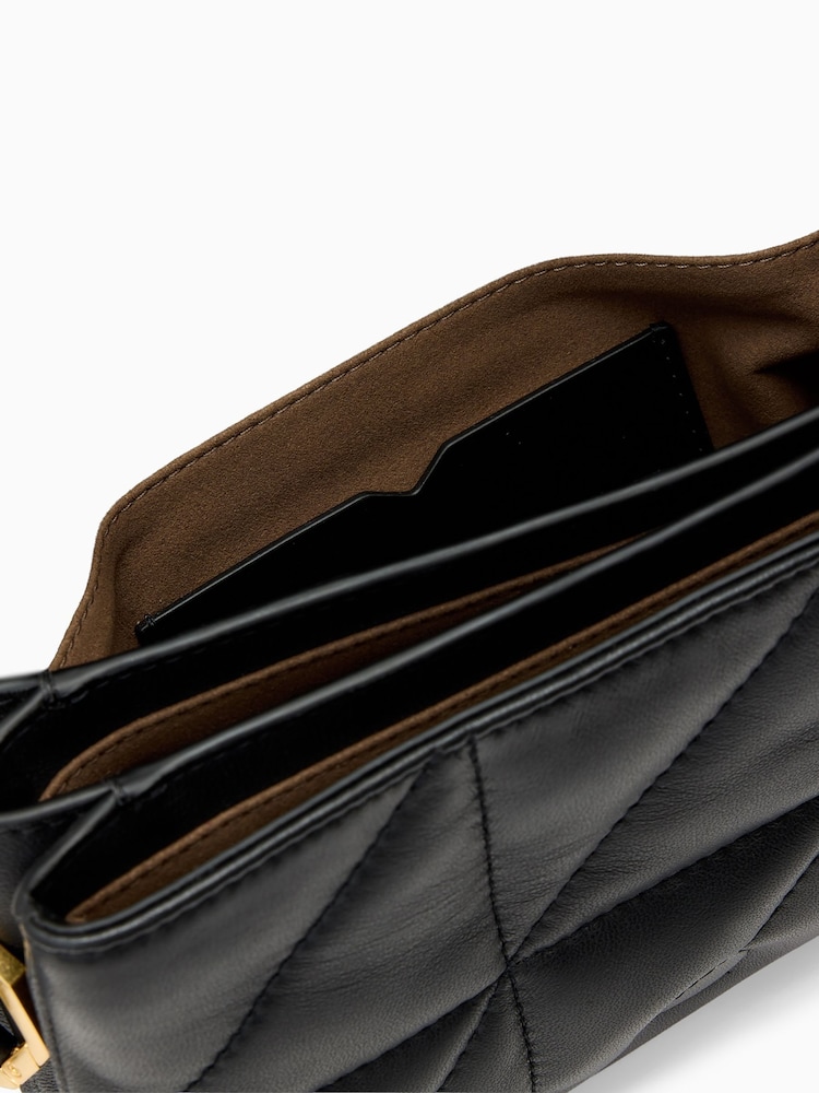 AllSaints Black Jupiter Quilt Xbody Bag - Image 6 of 6