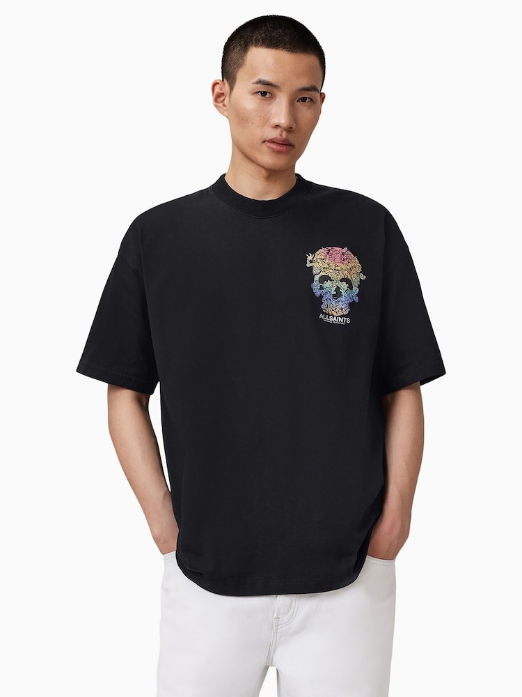 AllSaints Black Trance Short Sleeve Crew T-Shirt - Image 1 of 7