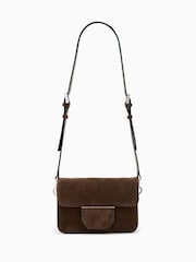 AllSaints Brown Jupiter Suede Xbody Bag - Image 1 of 6
