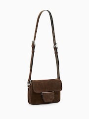 AllSaints Brown Jupiter Suede Xbody Bag - Image 2 of 6