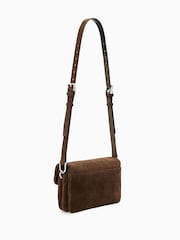 AllSaints Brown Jupiter Suede Xbody Bag - Image 3 of 6