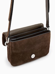 AllSaints Brown Jupiter Suede Xbody Bag - Image 4 of 6