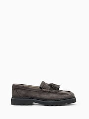 AllSaints Brown Skiff Tassel Loafers - Image 1 of 5