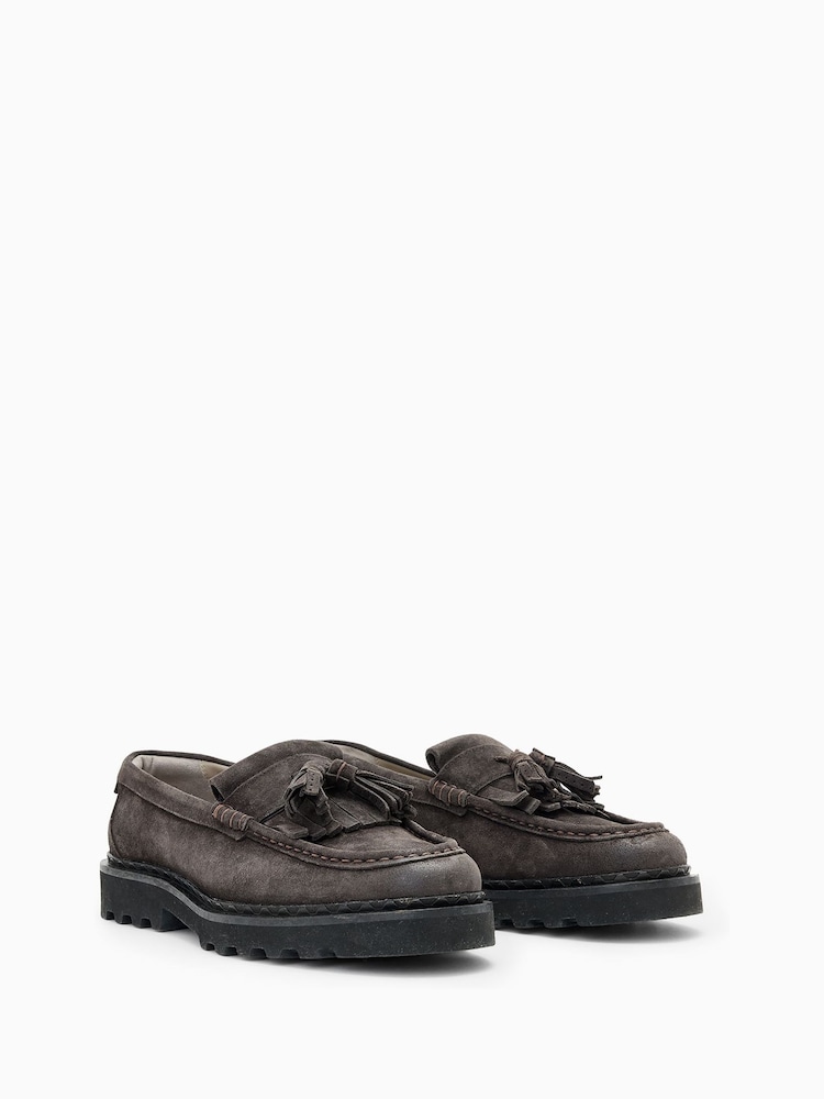AllSaints Brown Skiff Tassel Loafers - Image 2 of 5