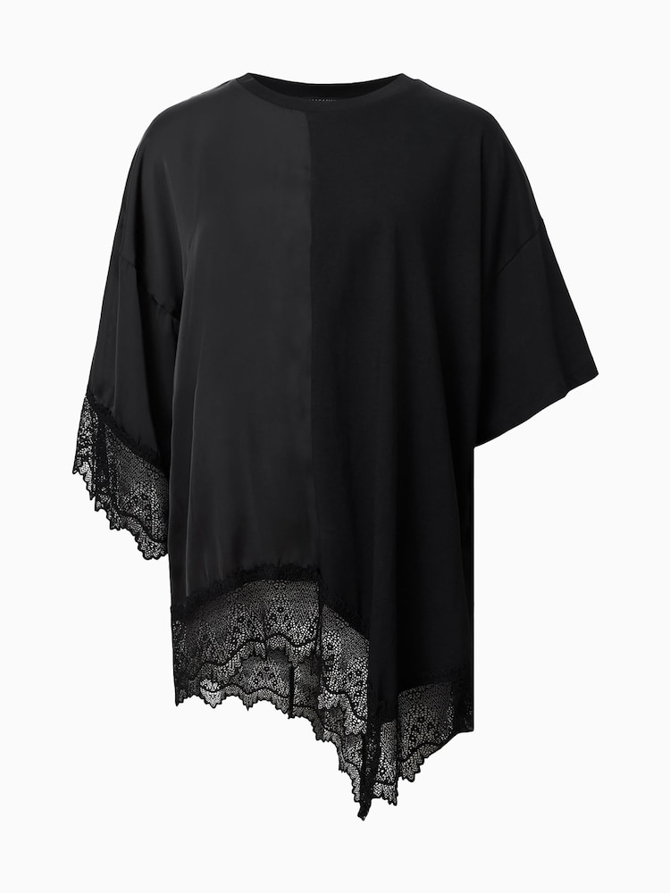 AllSaints Black Lenny Lace T-Shirt - Image 7 of 7