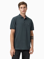 AllSaints Light Blue Reform Shortsleeve Polo Shirt - Image 1 of 5