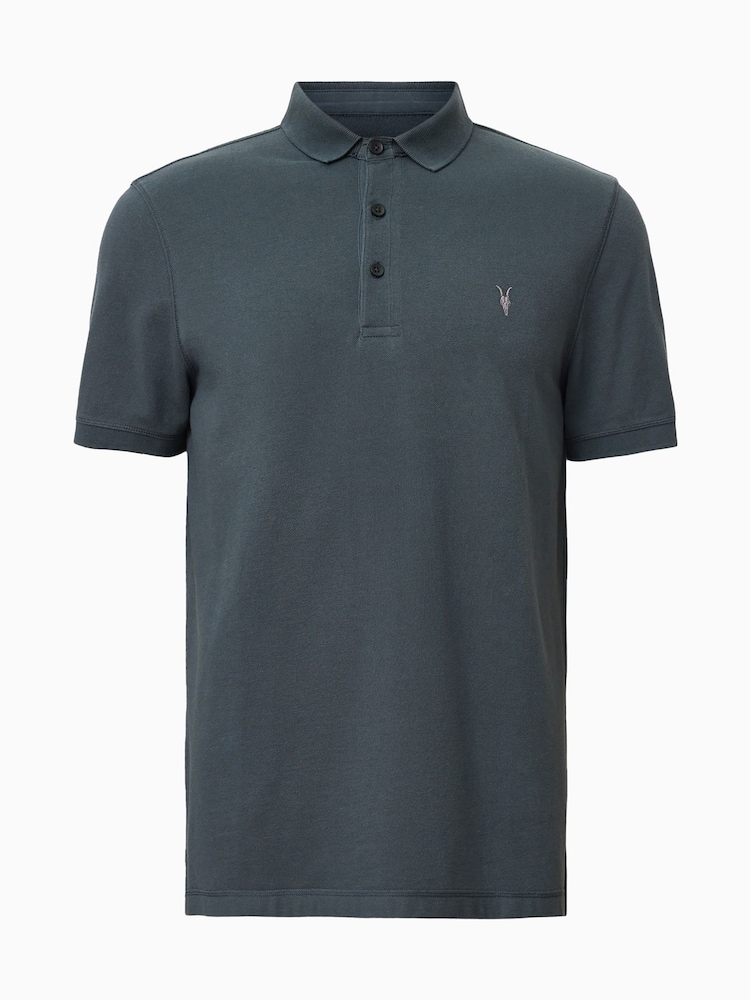AllSaints Light Blue Reform Shortsleeve Polo Shirt - Image 5 of 5