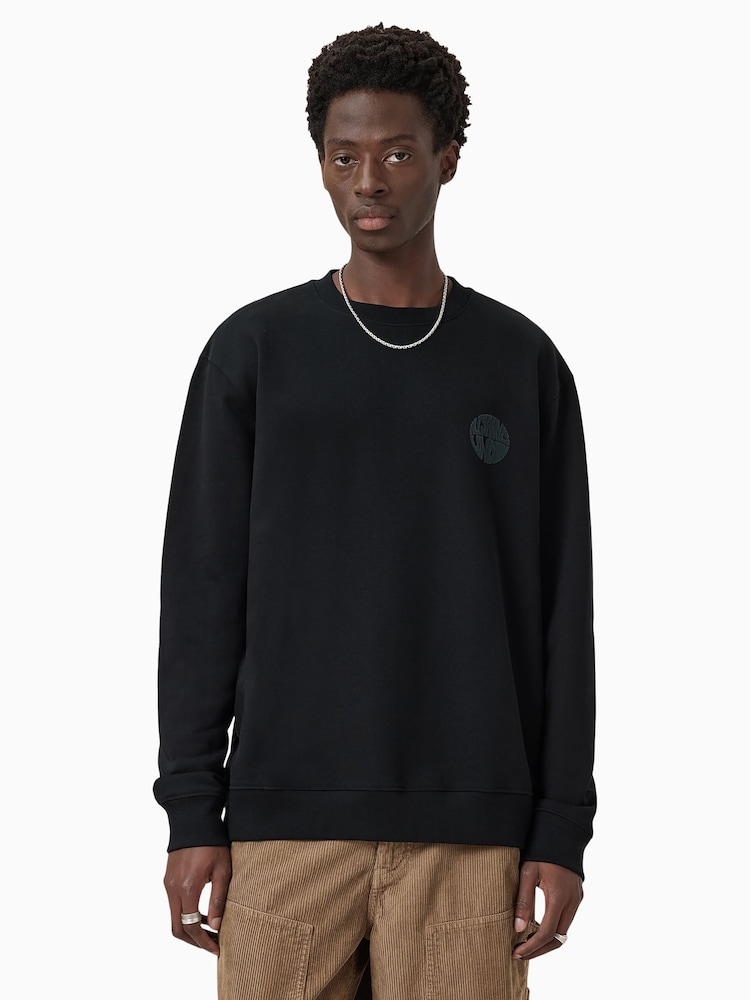 AllSaints Black Waved Crew Sweatshirt - Image 1 of 6