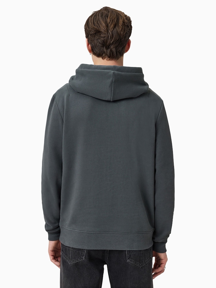 AllSaints Blue Raven Grey Pullover Slim Fit Hoody - Image 2 of 6