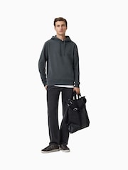 AllSaints Blue Raven Grey Pullover Slim Fit Hoody - Image 4 of 6
