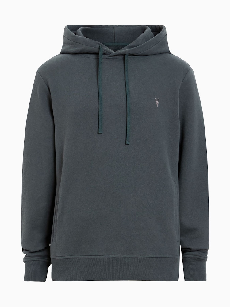 AllSaints Blue Raven Grey Pullover Slim Fit Hoody - Image 6 of 6