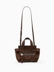 AllSaints Brown Mini Perez Suede Bag - Image 1 of 6