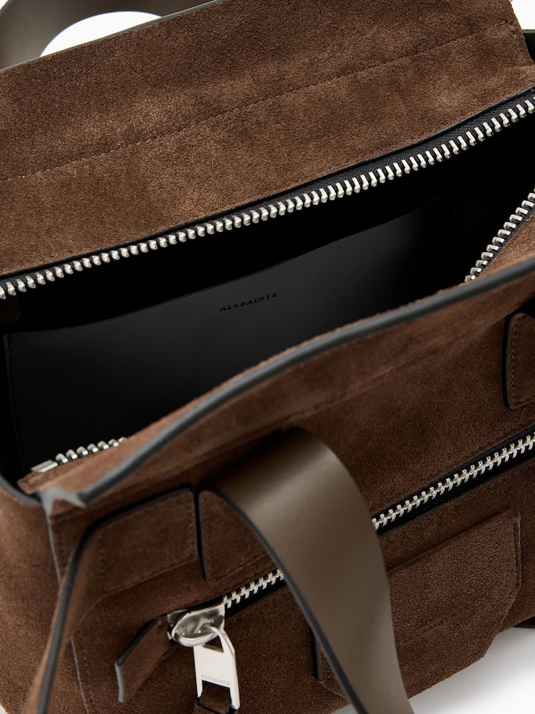 AllSaints Brown Mini Perez Suede Bag - Image 2 of 6