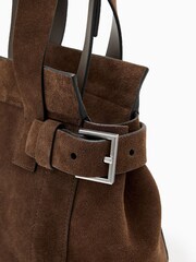 AllSaints Brown Mini Perez Suede Bag - Image 6 of 6