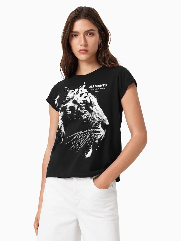 AllSaints Black Ivana Anna T-Shirt - Image 2 of 7