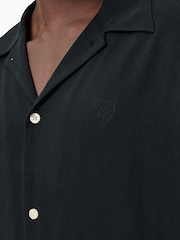 AllSaints Black Rialto Short Sleeve Shirt - Image 3 of 6